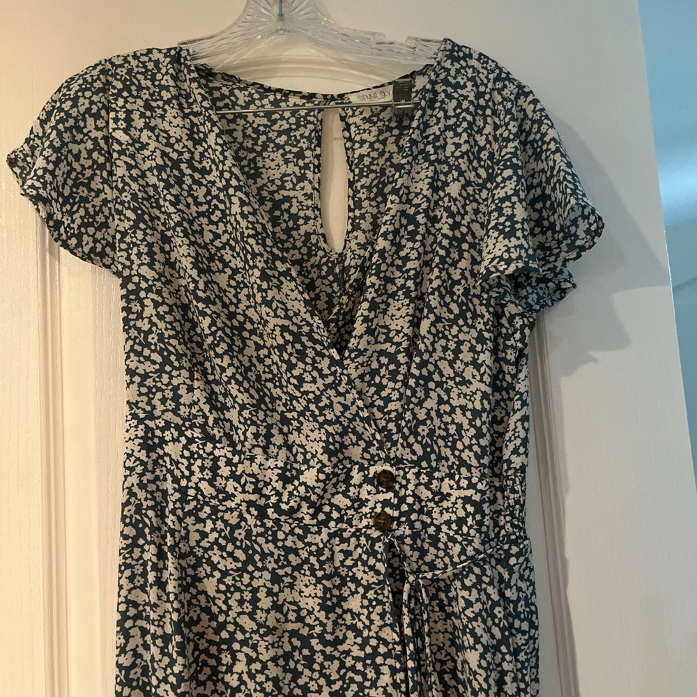Casual midi faux wrap dress